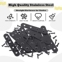 Straight Bracket Stainless Steel Black Straight Flat Brace Mending Repair Flat Plates with Screw (100mm, 15 Pack)