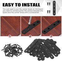 Straight Bracket Stainless Steel Black Straight Flat Brace Mending Repair Flat Plates with Screw (100mm, 15 Pack)