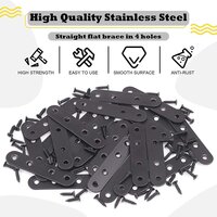 Straight Bracket Stainless Steel Black Straight Flat Brace Mending Repair Flat Plates with Screw (80mm, 20 Pack)