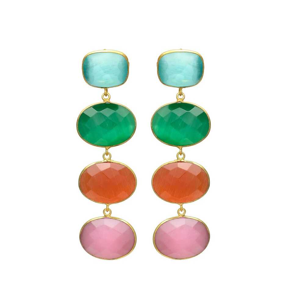 New arrival Chic Gold-Plated Multicolor Statement Earrings