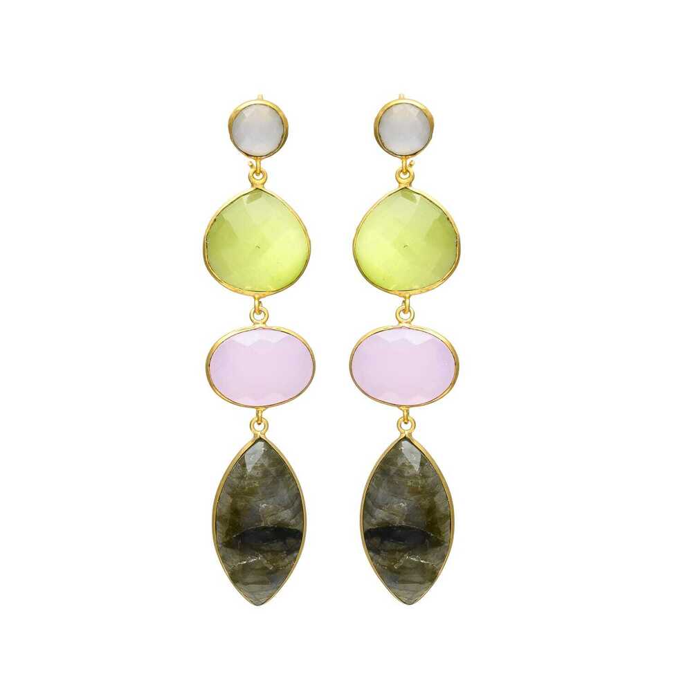 New Arrival Gold-Finished Earrings with Colorful Gemstone Accents