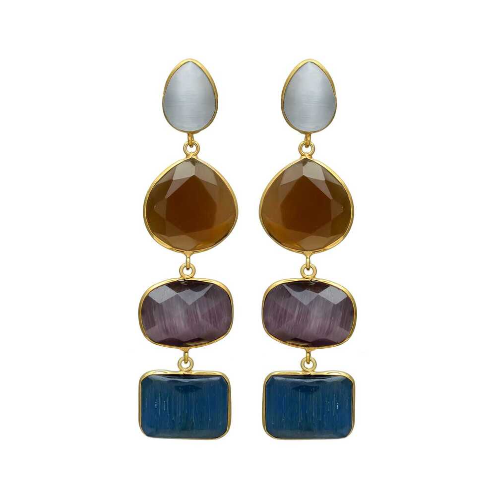 New Arrival Colorful Gemstone Dangle Earrings with Elegant Design