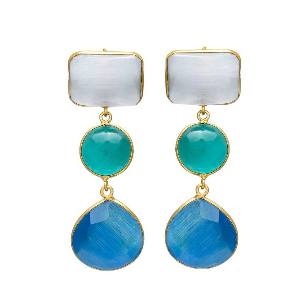 New Arrival Handcrafted Triple-Tone Drop Earrings in Bold Colors