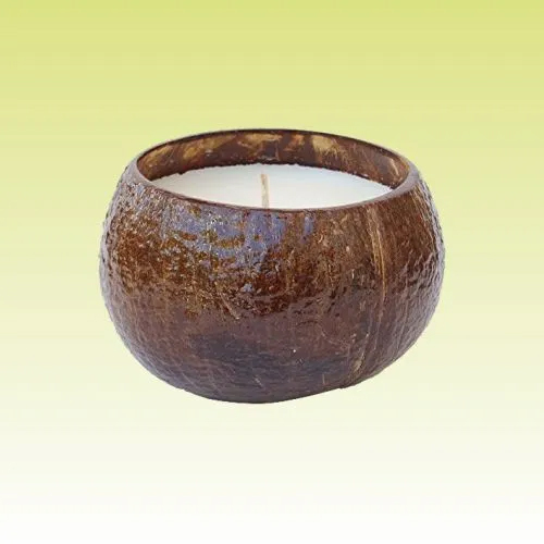 Coconut Shell Candle Holder - Color: Brown