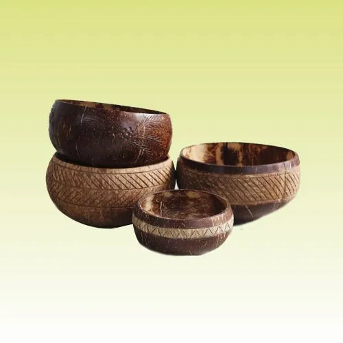 Coconut Shell Designed Bowls - Color: Brown