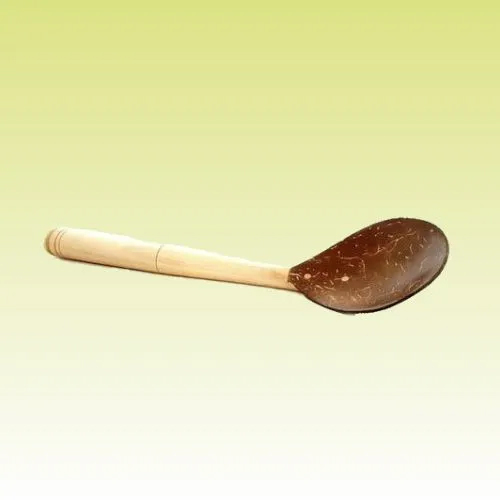 Coconut Shell Ice Cream Or Soup Spoon - Color: Brown