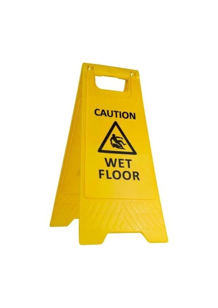 Sign Board Wet Floor - Plastic Material Yellow Color | Ideal For Wet Floor Safety Indication Non-toxic Detergent Type