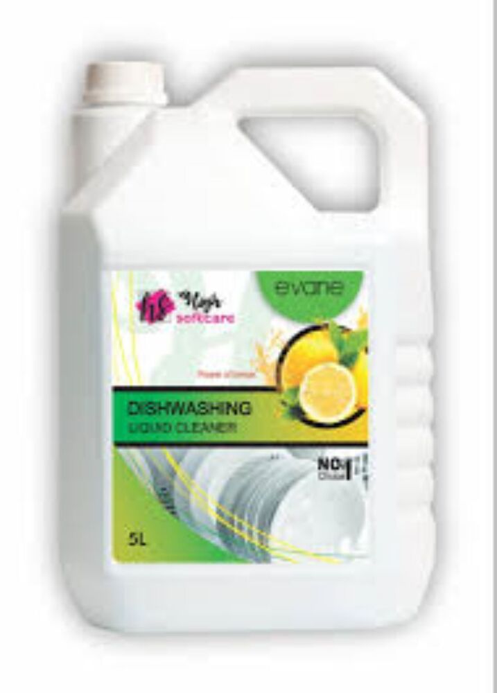 Evane Dishwash 5ltr - Dishwashing Detergent Can, 5 Ltr, Yellow | Low-foaming, Concentrated Formula For Automatic Dishwashers, Cuts Grease & Dried Food