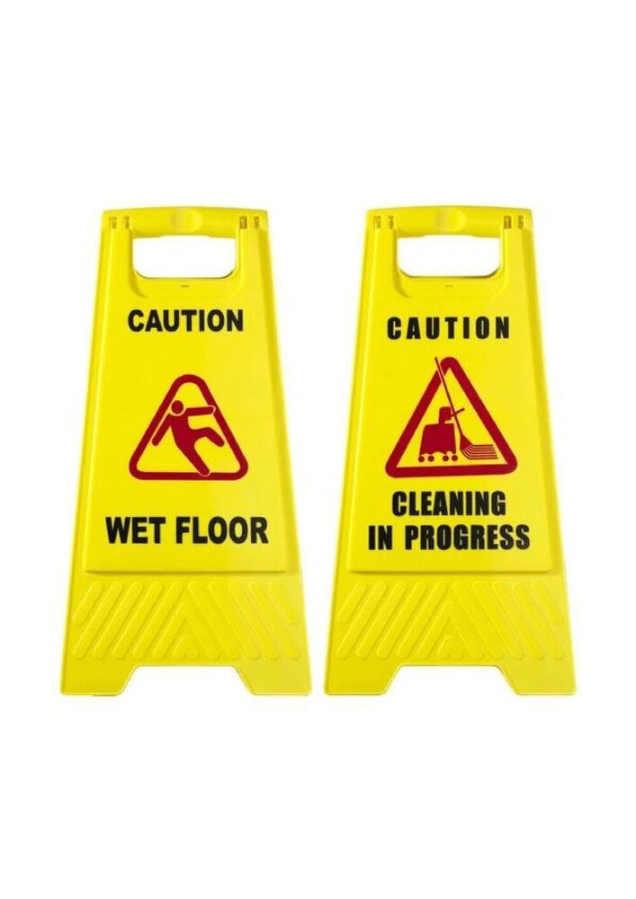 Sign Board Clean In Progress - Plastic Material, Yellow Color | Usage For Floor Cleaning