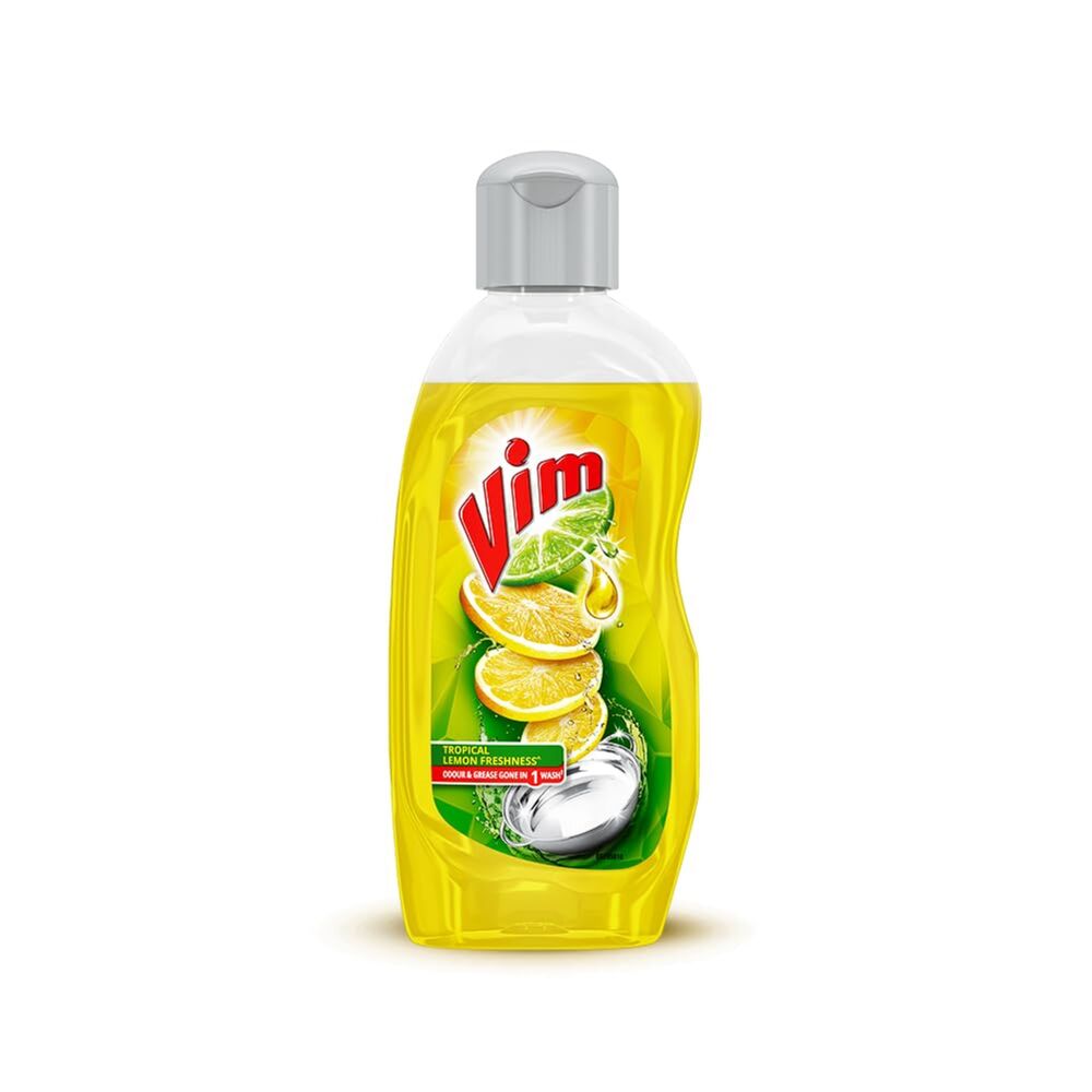 Vim Liquid 250ml - Dishwash Material, 250ml Size, Yellow Color | Effortlessly Cleans Burnt-on Food, Removes Oil & Odour