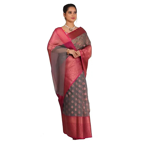 Copper Buti Organza Saree - Color: Different Available