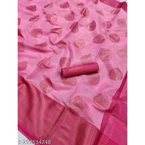 Fancy Pink Coppar Pan Buta Saree Silk - Color: Different Available