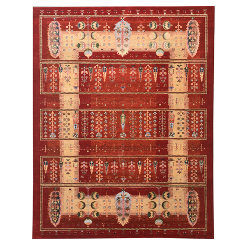 300X200 Red Rust Hand Knotted Rugs - Place Of Origin: India