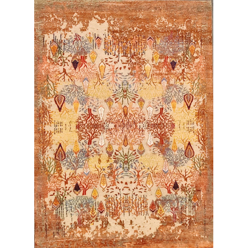 Hand Knotted Rectangular Rug - 240X170 cm Cream Beige Color Modern Design Washable Available in Various Thicknesses