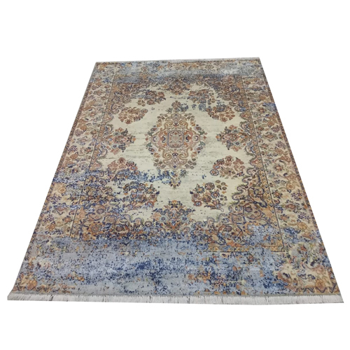 240X170 Cream Grey Hand Knotted Rugs - Feature: Washable