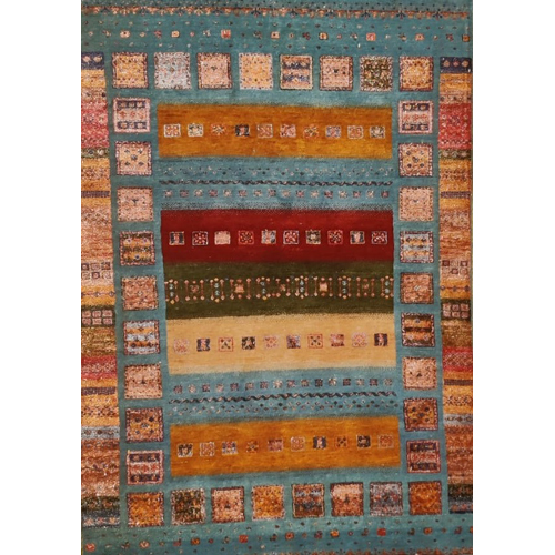240X170 Blue Gold Hand Knotted Rugs