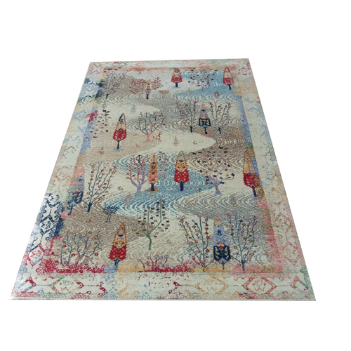 240X170  Cream Muty Hand Knotted Rugs - Feature: Anit Slip