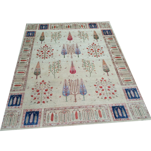 300X250 Cream Multi Knotted Wool Rug - Feature: Washable