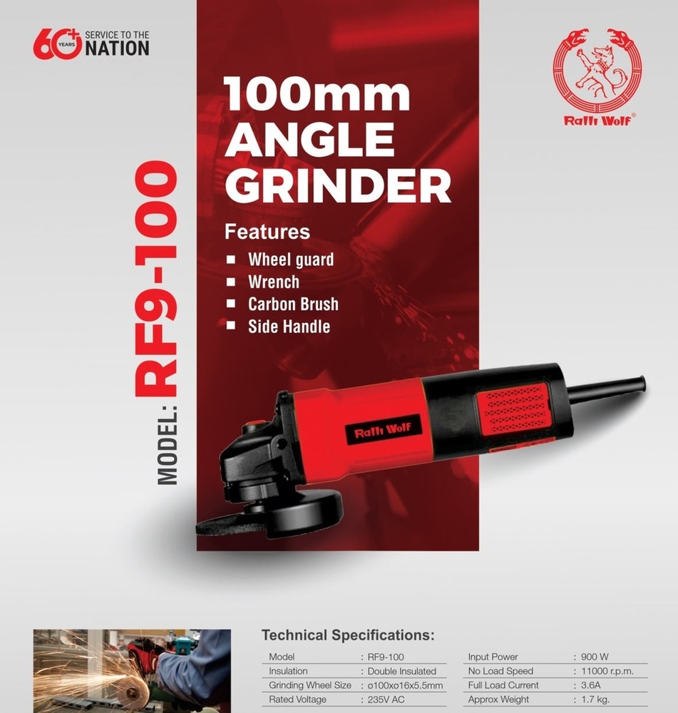 Ralli Wolf 100mm Angle Grinder (Rf9-100) - Application: Grinding