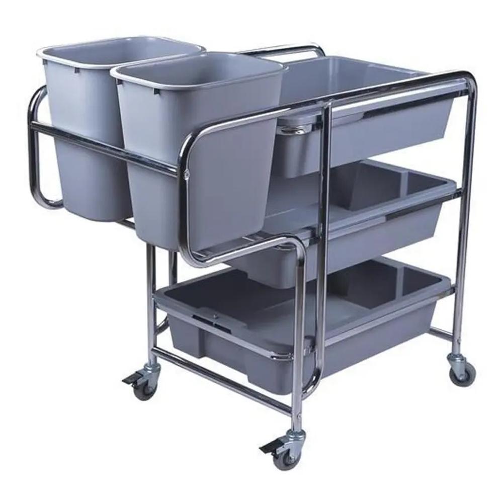  Restaurant Service Cart Trolley with Bucket