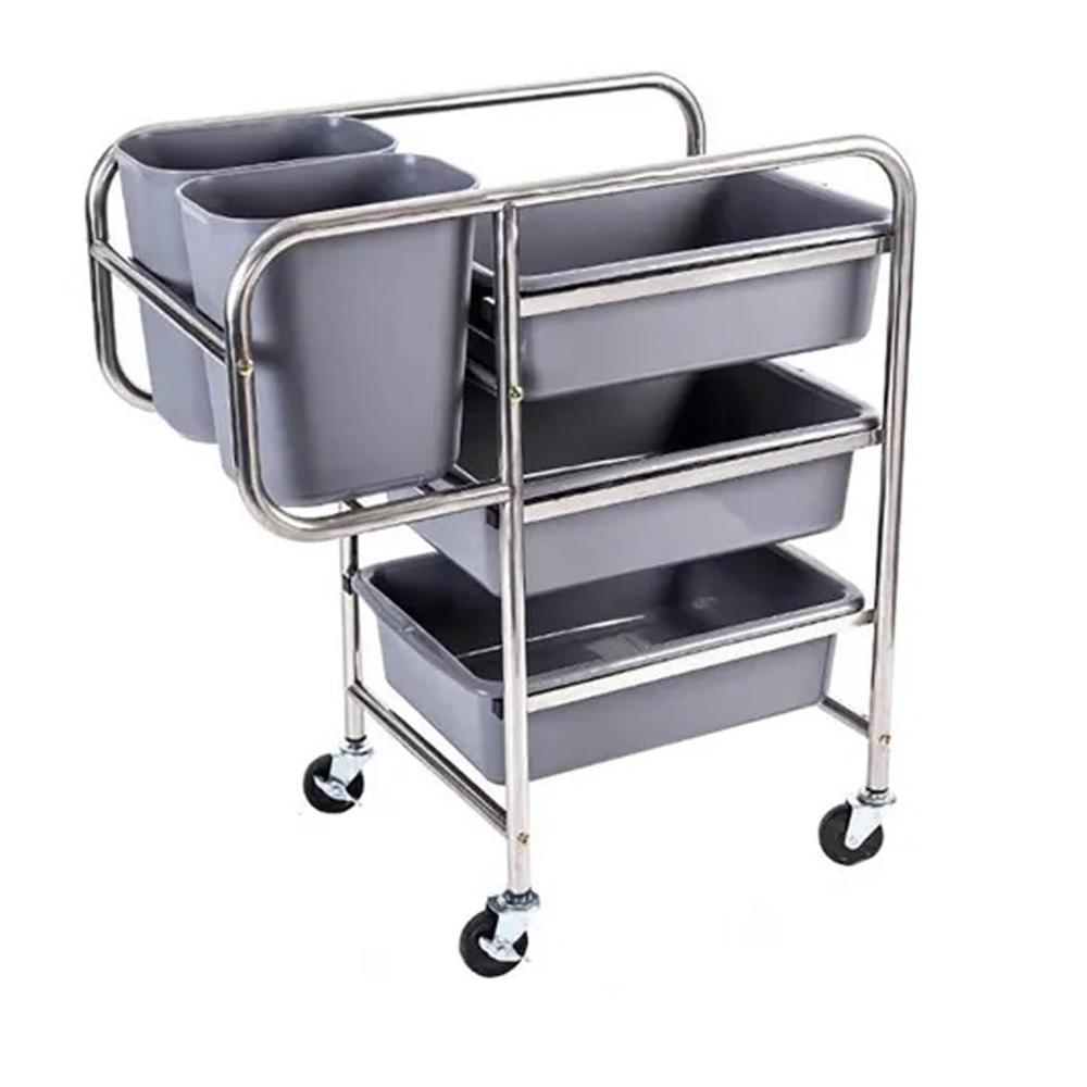  Restaurant Service Cart Trolley with Bucket