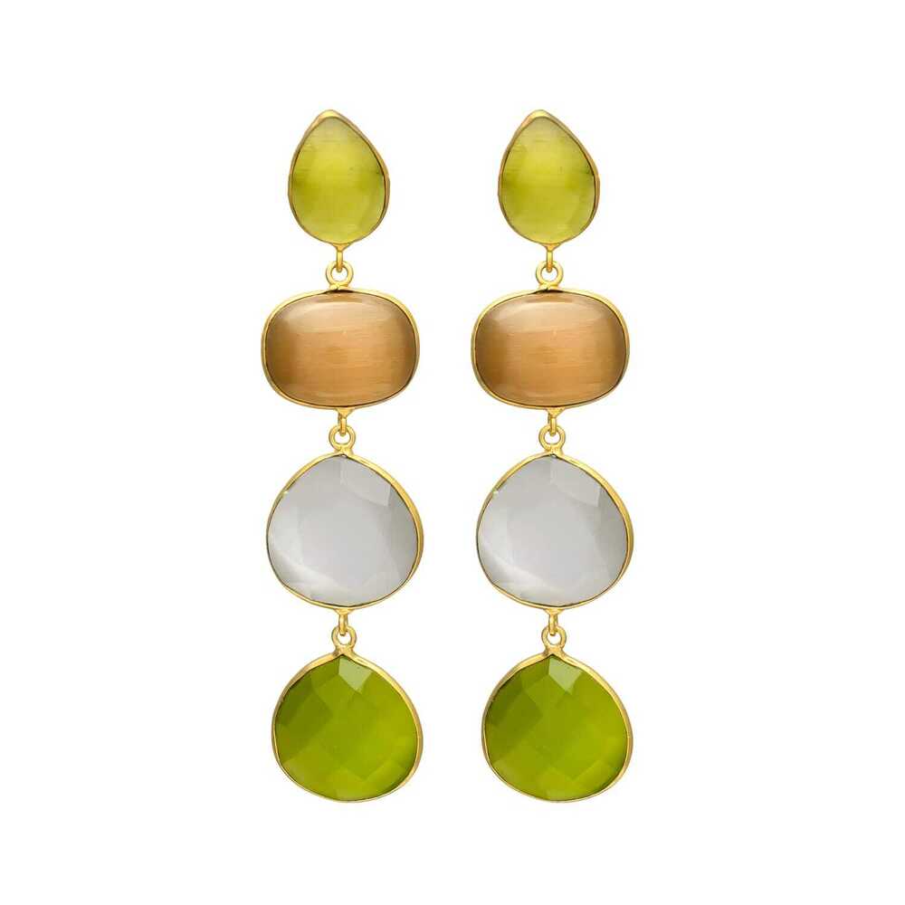 New Arrival Gold-Plated Statement Earrings with Vibrant Faceted Gems