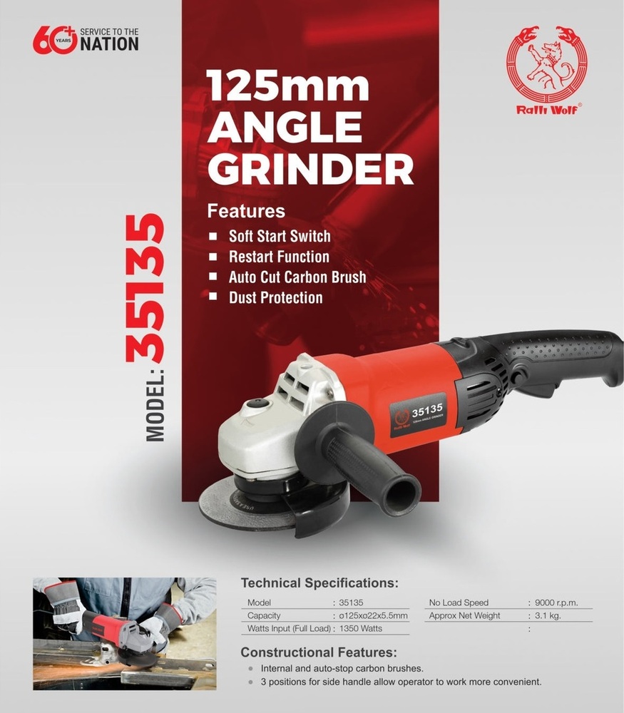 Ralli Wolf 125mm Angle Grinder (35135)