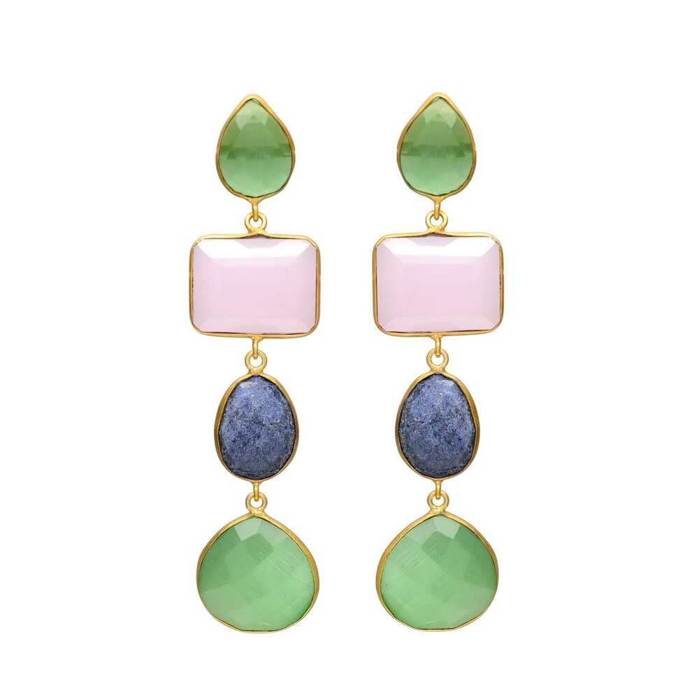 New Arrival Colorful Teardrop Earrings with Gold Finish for Stylish Looks