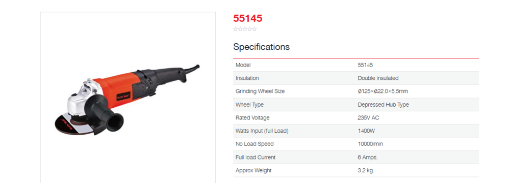 Ralli Wolf 125mm Angle Grinder (55145)