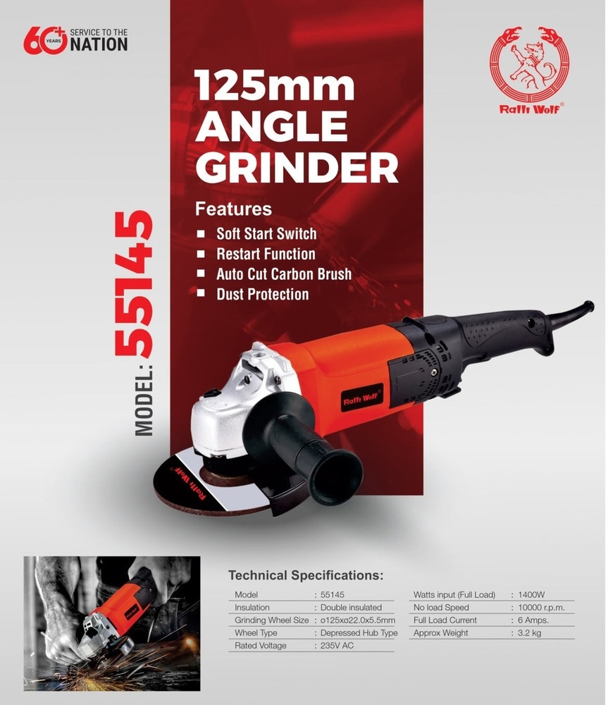 Ralli Wolf 125mm Angle Grinder (55145)