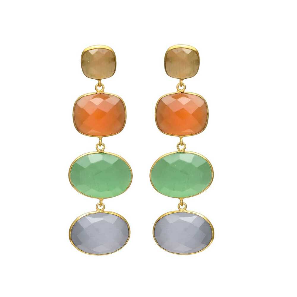 New Arrival Bohemian-Inspired Multicolor Long Earrings with Gold Accents