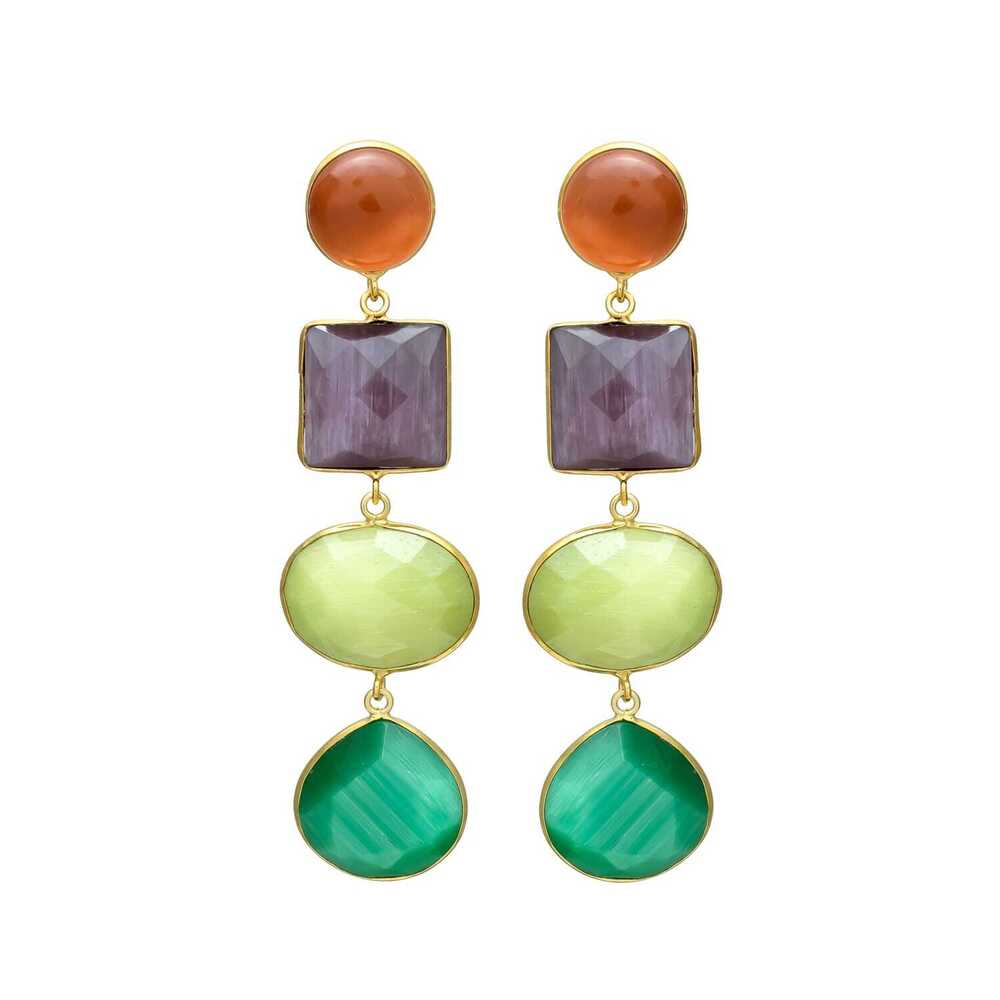 New Arrival Trendy Long Earrings with Vibrant Pastel Color Gems