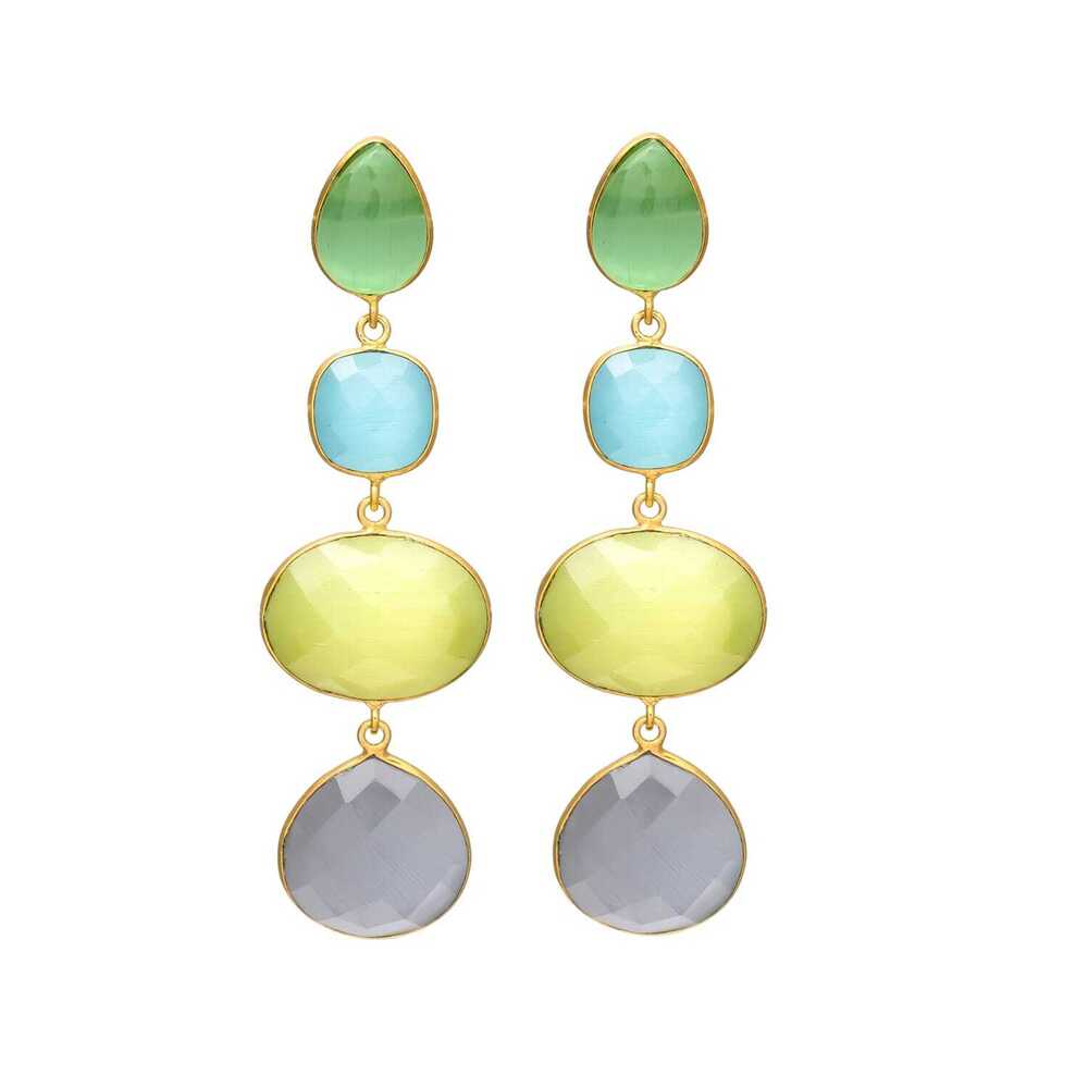 New Arrival Artistic Dangle Earrings with Bold Multicolor Faceted Gems