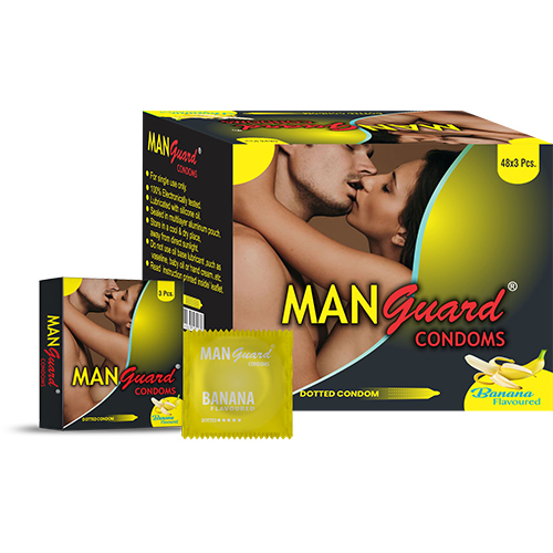 Banana Flavour Man Dotted Condoms - Size: Different Available