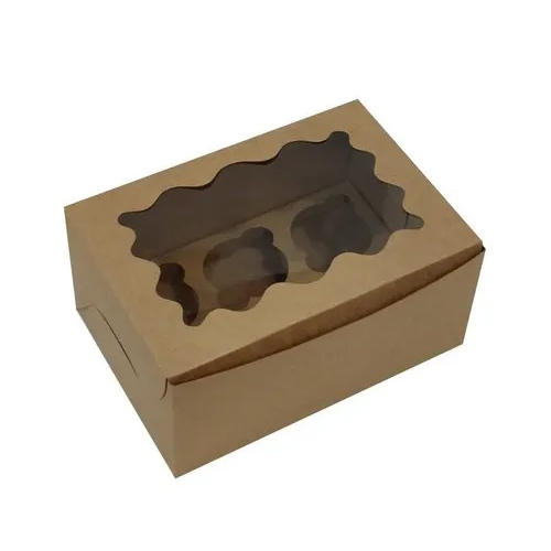 Brown Regular Cupcake Box - Shape: Rectangular