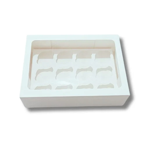 12 Cavity Cupcake Box - Color: White