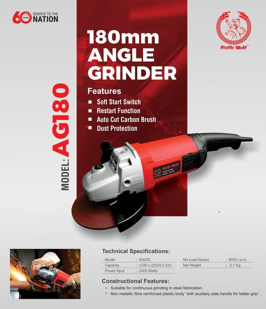 Ralli Wolf 180mm Angle Grinder (AG180)