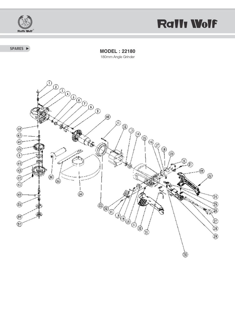 Ralli Wolf 180mm Angle Grinder (22180)