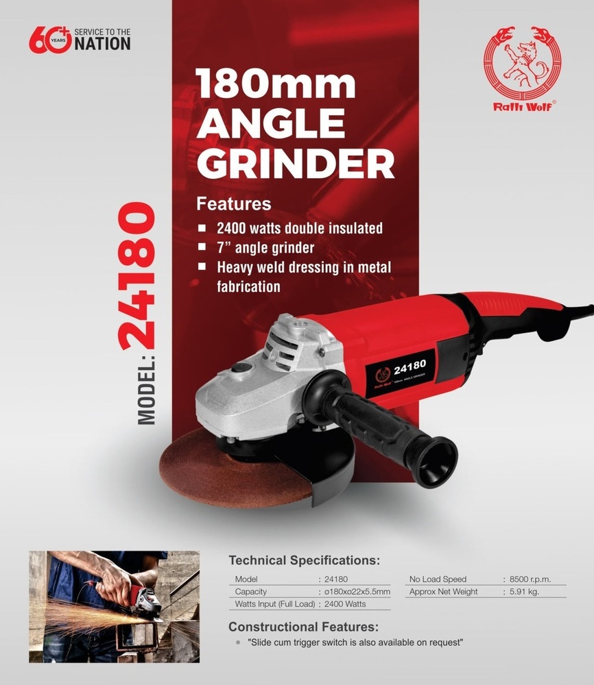 Ralli Wolf 180mm Angle Grinder (24180)