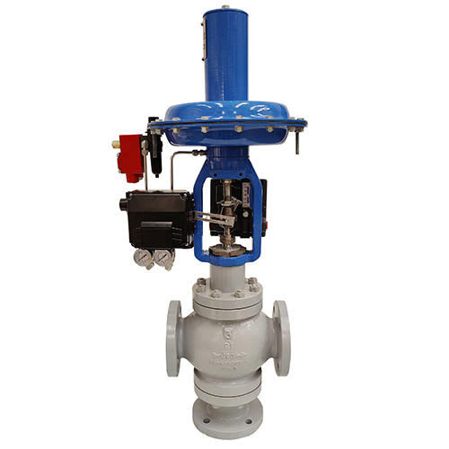 Globe 3  Way Control Valve - Color: Blue