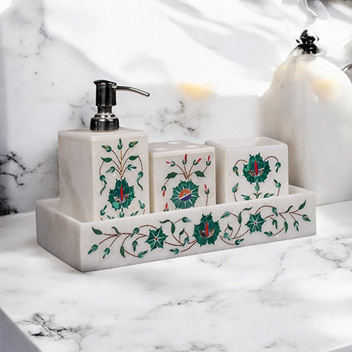Marble Agra Inlay Bathroom Set