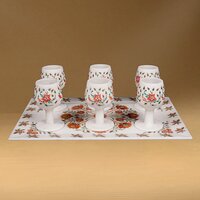 Marble Agra Glasses With Tray - Color: Different Available