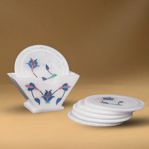 Marble Inlay Flower Coaster