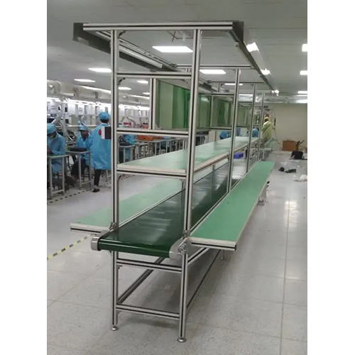 Flat Belt Conveyor With Side Working Platform - Material: Mild Steel