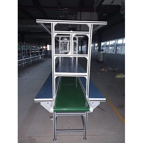 Flat Belt Conveyor With Side Working Platform - Material: Mild Steel