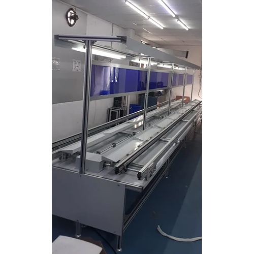 Motorised Double Sided Mi Line Conveyor - Mild Steel, Flat Belt Design | Heat Resistant, Industrial Use, 1-year Warranty