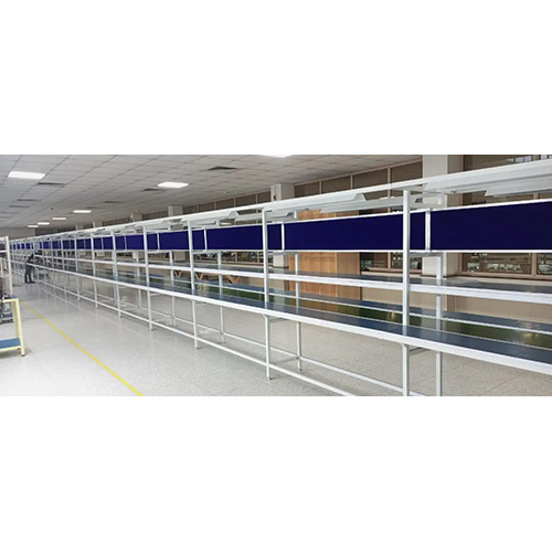 Flat Belt Conveyor With Side Working Platform - Material: Mild Steel
