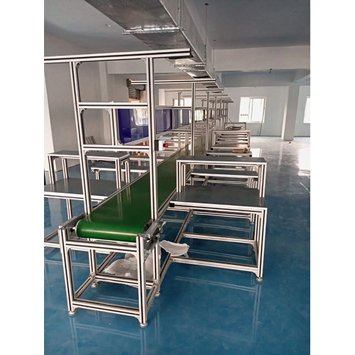 Flat Belt Conveyor With Side Working Platform - Material: Mild Steel