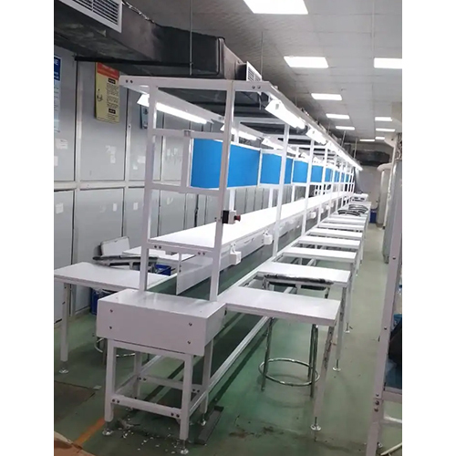 Flat Belt Conveyor With Side Working Platform - Material: Mild Steel