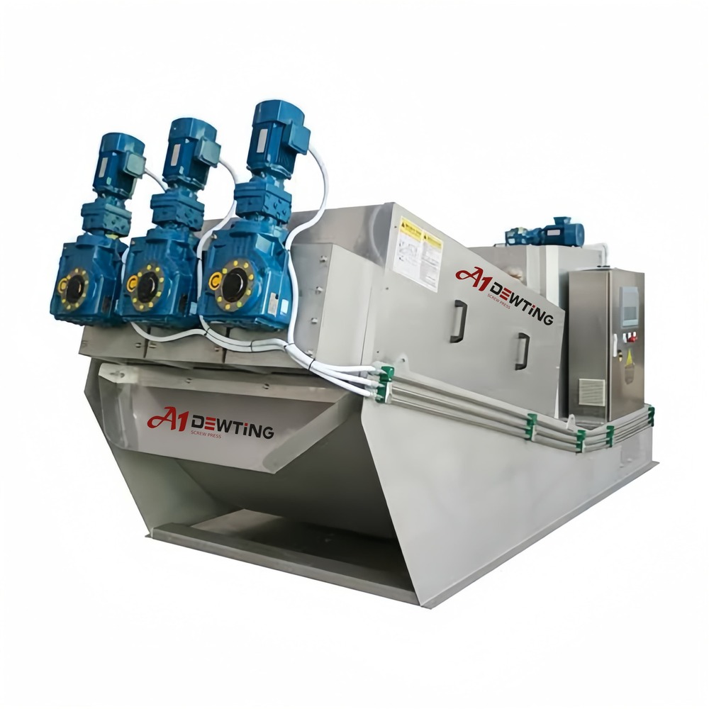 Sludge De - Watering Machine With Multi Disk Screw Press - Color: White